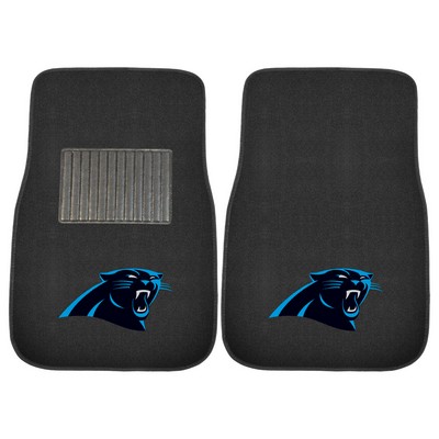 Fan Mats  LLC Carolina Panthers Embroidered Car Mat Set - 2 Pieces Black