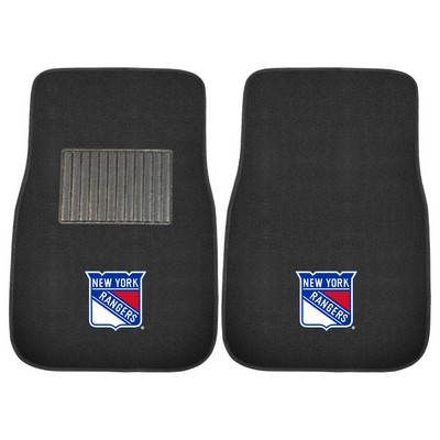 Fan Mats  LLC New York Rangers Embroidered Car Mat Set - 2 Pieces Black