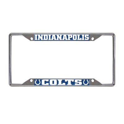 Fan Mats  LLC Indianapolis Colts Chrome Metal License Plate Frame, 6.25in x 12.25in Blue