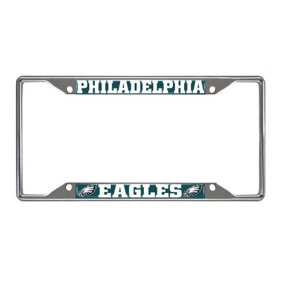 Fan Mats  LLC Philadelphia Eagles Chrome Metal License Plate Frame, 6.25in x 12.25in Green