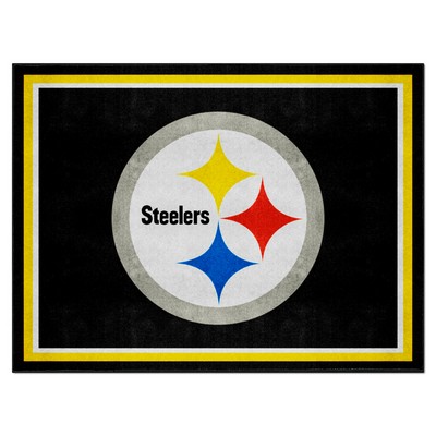 Fan Mats  LLC Pittsburgh Steelers 8ft. x 10 ft. Plush Area Rug Black
