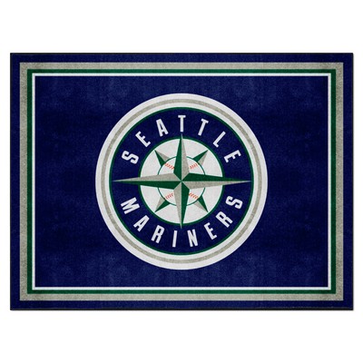 Fan Mats  LLC Seattle Mariners 8ft. x 10 ft. Plush Area Rug Navy