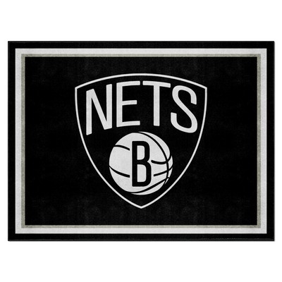Fan Mats  LLC Brooklyn Nets 8ft. x 10 ft. Plush Area Rug Black