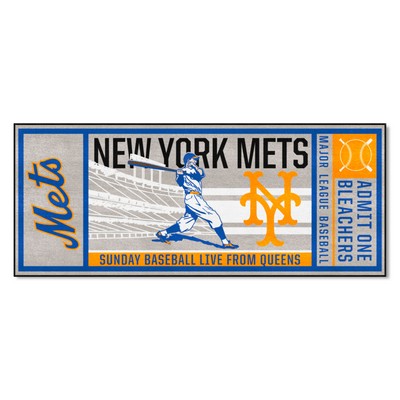 Fan Mats  LLC New York Mets Ticket Runner Rug - 30in. x 72in. Gray