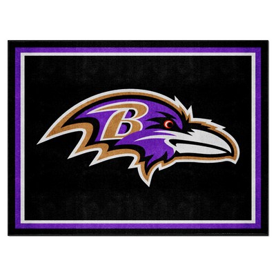 Fan Mats  LLC Baltimore Ravens 8ft. x 10 ft. Plush Area Rug Black