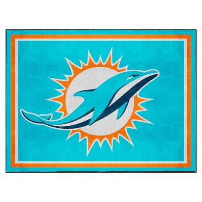 Fan Mats  LLC Miami Dolphins 8ft. x 10 ft. Plush Area Rug Aqua