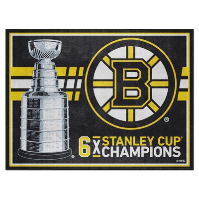 Fan Mats  LLC Boston Bruins Bruins 8ft. x 10 ft. Plush Area Rug Black