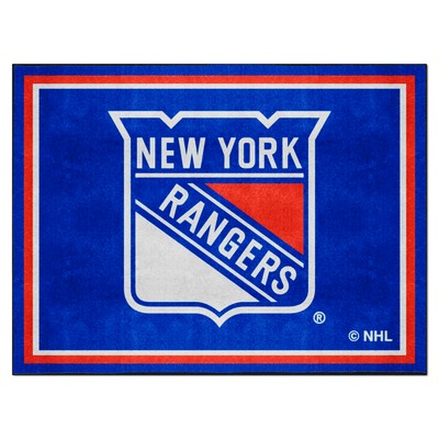 Fan Mats  LLC New York Rangers 8ft. x 10 ft. Plush Area Rug Blue