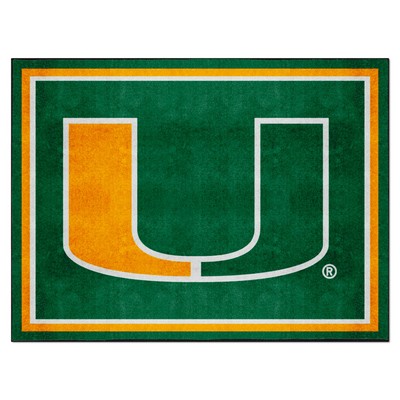 Fan Mats  LLC Miami Hurricanes 8x10 Rug Green