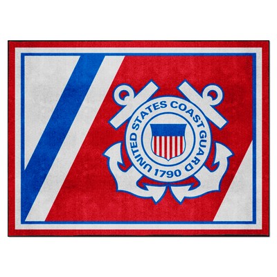 Fan Mats  LLC U.S. Coast Guard 8ft. x 10 ft. Plush Area Rug Red
