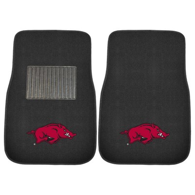 Fan Mats  LLC Arkansas Razorbacks Embroidered Car Mat Set - 2 Pieces Black