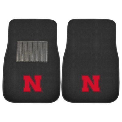 Fan Mats  LLC Nebraska Cornhuskers Embroidered Car Mat Set - 2 Pieces Black