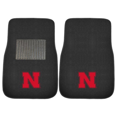 Fan Mats  LLC Nebraska Cornhuskers 2-pc Embroidered Car Mat Set Black