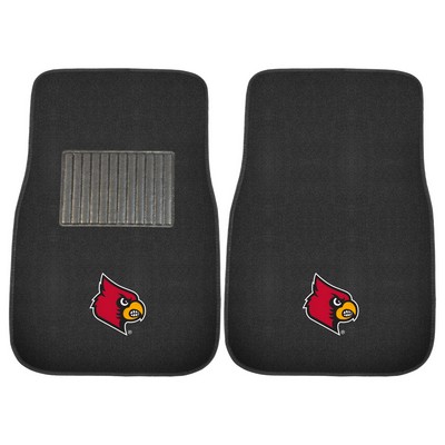 Fan Mats  LLC Louisville Cardinals Embroidered Car Mat Set - 2 Pieces Black