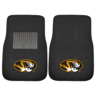 Fan Mats  LLC Missouri Tigers 2-pc Embroidered Car Mat Set Black
