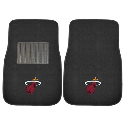 Fan Mats  LLC Miami Heat 2-pc Embroidered Car Mat Set Black