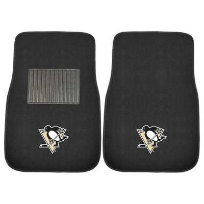 Fan Mats  LLC Pittsburgh Penguins Embroidered Car Mat Set - 2 Pieces Black