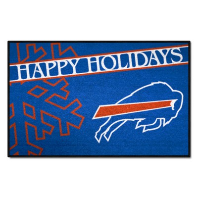 Fan Mats  LLC Buffalo Bills Starter Mat Accent Rug - 19in. x 30in. Happy Holidays Starter Mat Blue