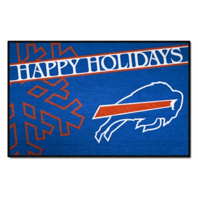 Fan Mats  LLC Buffalo Bills Starter Mat Happy Holidays Blue