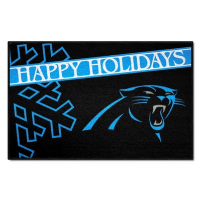 Fan Mats  LLC Carolina Panthers Starter Mat Accent Rug - 19in. x 30in. Happy Holidays Starter Mat Black