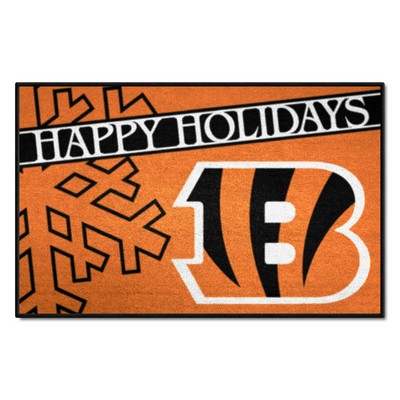 Fan Mats  LLC Cincinnati Bengals Starter Mat Accent Rug - 19in. x 30in. Happy Holidays Starter Mat Orange