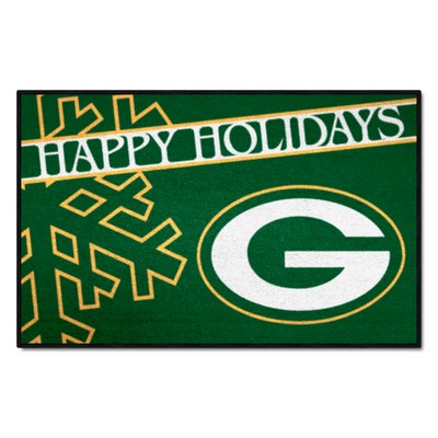 Fan Mats  LLC Green Bay Packers Starter Mat Accent Rug - 19in. x 30in. Happy Holidays Starter Mat Green