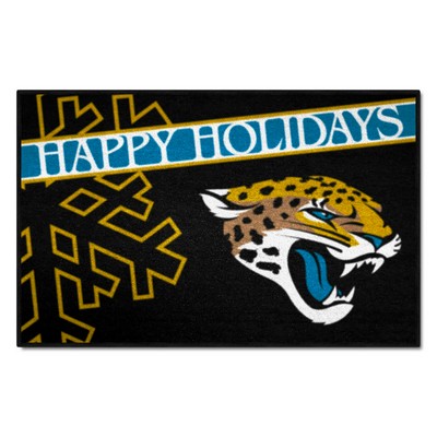 Fan Mats  LLC Jacksonville Jaguars Starter Mat Accent Rug - 19in. x 30in. Happy Holidays Starter Mat Black