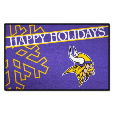 Fan Mats  LLC Minnesota Vikings Starter Mat Accent Rug - 19in. x 30in. Happy Holidays Starter Mat Purple