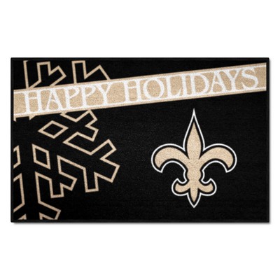 Fan Mats  LLC New Orleans Saints Starter Mat Accent Rug - 19in. x 30in. Happy Holidays Starter Mat Black