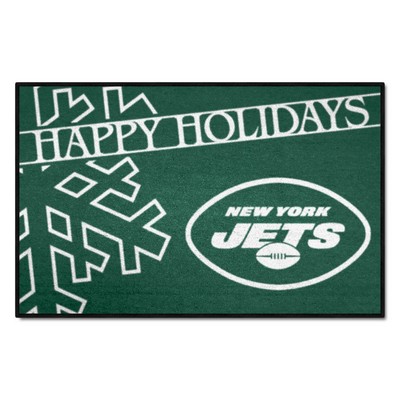 Fan Mats  LLC New York Jets Starter Mat Accent Rug - 19in. x 30in. Happy Holidays Starter Mat Green