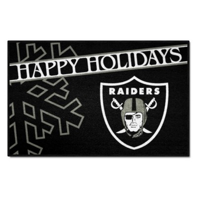 Fan Mats  LLC Las Vegas Raiders Starter Mat Accent Rug - 19in. x 30in. Happy Holidays Starter Mat Black