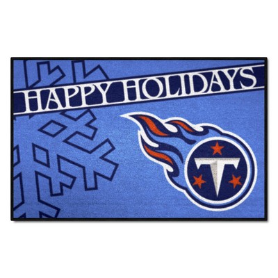 Fan Mats  LLC Tennessee Titans Starter Mat Accent Rug - 19in. x 30in. Happy Holidays Starter Mat Blue