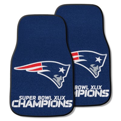 Fan Mats  LLC New England Patriots Front Carpet Car Mat Set - 2 Pieces, 2015 Super Bowl XLIX Champions Navy