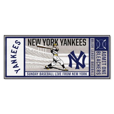Fan Mats  LLC New York Yankees Ticket Runner Rug - 30in. x 72in. Gray