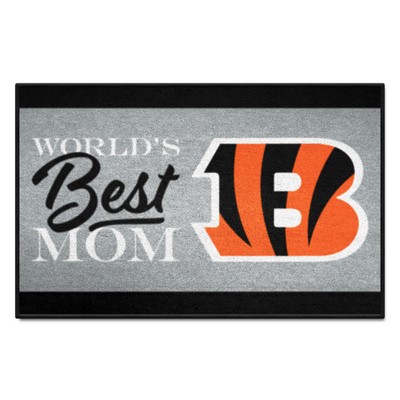 Fan Mats  LLC Cincinnati Bengals Worlds Best Mom Starter Mat Accent Rug - 19in. x 30in. Black