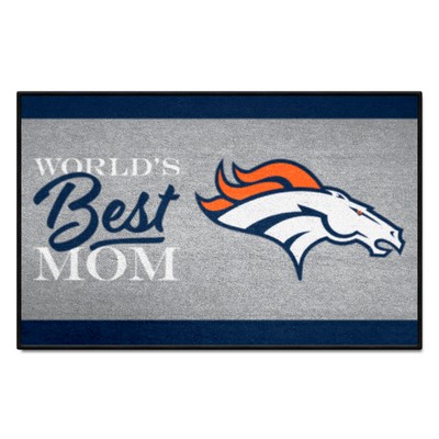 Fan Mats  LLC Denver Broncos Worlds Best Mom Starter Mat Accent Rug - 19in. x 30in. Navy