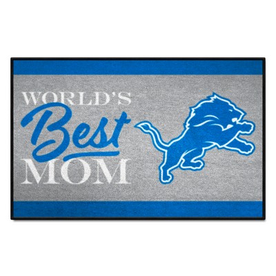 Fan Mats  LLC Detroit Lions Worlds Best Mom Starter Mat Accent Rug - 19in. x 30in. Blue