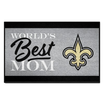 Fan Mats  LLC New Orleans Saints Worlds Best Mom Starter Mat Accent Rug - 19in. x 30in. Black