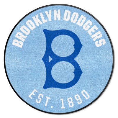 Fan Mats  LLC Brooklyn Dodgers Roundel Rug - 27in. Diameter 1944 Retro Logo Light Blue