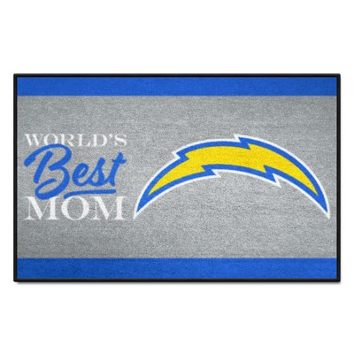 Fan Mats  LLC Los Angeles Chargers Worlds Best Mom Starter Mat Accent Rug - 19in. x 30in. Blue