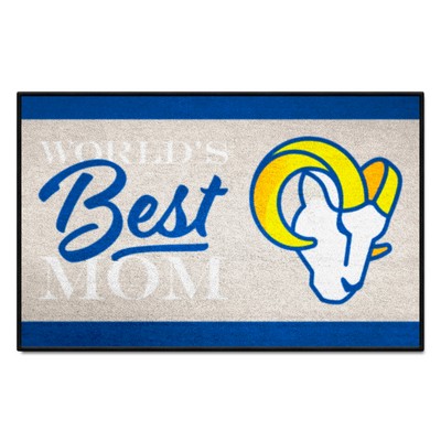 Fan Mats  LLC Los Angeles Rams Worlds Best Mom Starter Mat Accent Rug - 19in. x 30in. Blue