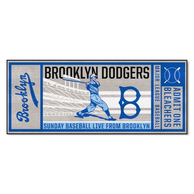 Fan Mats  LLC Brooklyn Dodgers Ticket Runner Rug - 30in. x 72in. 1944 Retro Logo Gray