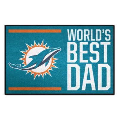 Fan Mats  LLC Miami Dolphins Starter Mat Accent Rug - 19in. x 30in. Worlds Best Dad Starter Mat Aqua