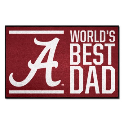 Fan Mats  LLC Alabama Crimson Tide Starter Mat Accent Rug - 19in. x 30in. Worlds Best Dad Starter Mat Crimson