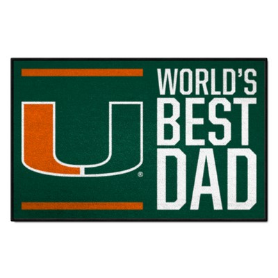Fan Mats  LLC Miami Hurricanes Starter Mat Accent Rug - 19in. x 30in. Worlds Best Dad Starter Mat Green