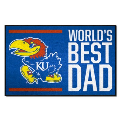 Fan Mats  LLC Kansas Jayhawks Starter Mat Accent Rug - 19in. x 30in. Worlds Best Dad Starter Mat Blue