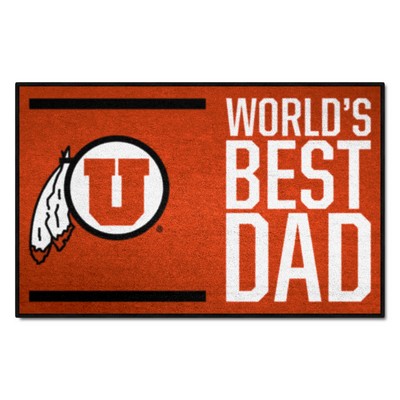 Fan Mats  LLC Utah Utes Starter Mat Accent Rug - 19in. x 30in. Worlds Best Dad Starter Mat Red