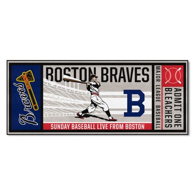 Fan Mats  LLC Boston Braves Ticket Runner Rug - 30in. x 72in. Gray