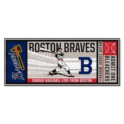 Fan Mats  LLC Boston Braves Ticket Runner Retro Gray
