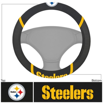 Fan Mats  LLC Pittsburgh Steelers Embroidered Steering Wheel Cover Black